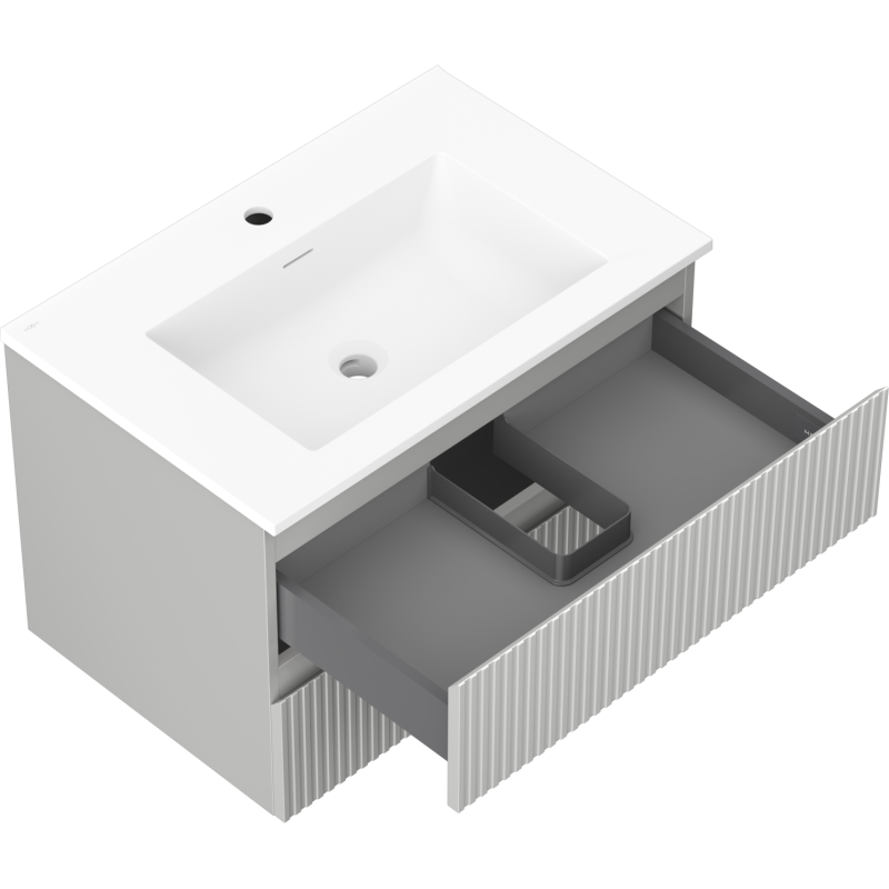 Mexen Rivel Buedzëmmer Späicher 70 cm mat Lavabo Otis, 2 Schiefen, gerëffelt, gro mat/blo mat - 91A20-07047-2-BFF62-W18M01