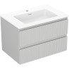 Mexen Rivel mueble de baño de 70 cm con lavabo Otis, 2 cajones, acanalado, gris mate/blanco mate - 91A20-07047-2-BFF62-W18M01