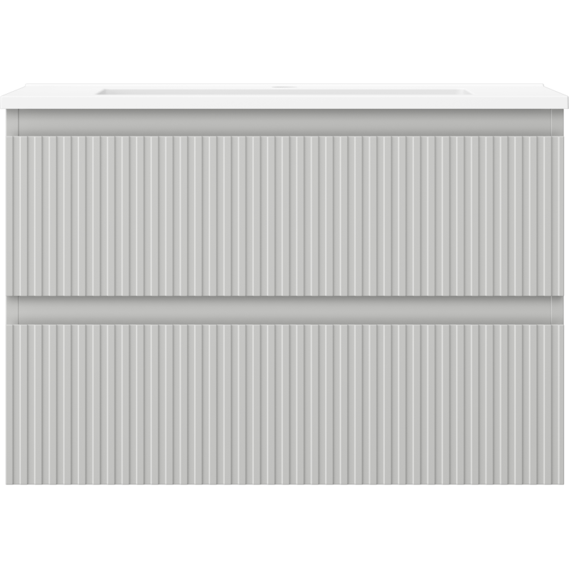 Mexen Rivel armário de casa de banho 70 cm com lavatório Otis, 2 gavetas, frisado, cinza mate/branco mate