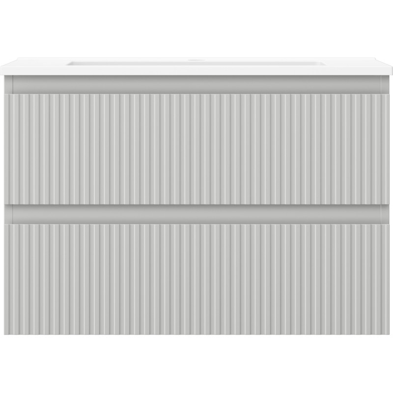Mexen Rivel vannitoa kapp 70 cm koos Otise valamu, 2 sahtlit, rihveldatud, hall matt/valge matt - 91A20-07047-2-BFF62-W18M01