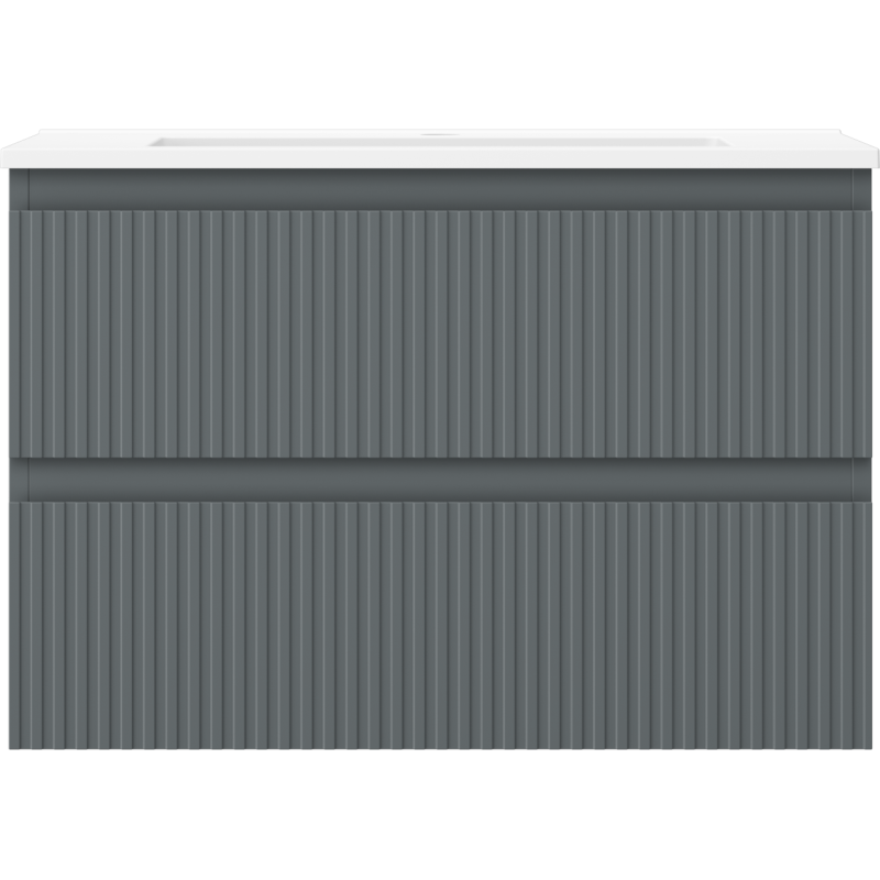 Mexen Rivel badkamerkast 70 cm met wastafel Otis, 2 lades, geribbeld, grafiet mat/wit mat - 91A20-07047-2-BFF66-W18M0