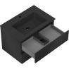 Mexen Rivel Badezimmerschrank 70 cm mit Waschbecken Otis, 2 Schubladen, gerillt, schwarz matt - 91A20-07047-2-BFF71-W18M71