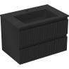 Mexen Rivel Badezimmerschrank 70 cm mit Waschbecken Otis, 2 Schubladen, gerillt, schwarz matt - 91A20-07047-2-BFF71-W18M71
