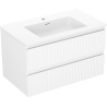 Mexen Rivel Badezimmerschrank 80 cm mit Waschbecken Otis, 2 Schubladen, gerillt, weiß matt - 91A20-08047-2-BFF01-W18M01