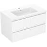 Mexen Rivel vannitoakapp 80 cm koos Otis valamuga, 2 sahtlit, ribiline, valge matt - 91A20-08047-2-BFF01-W18M01