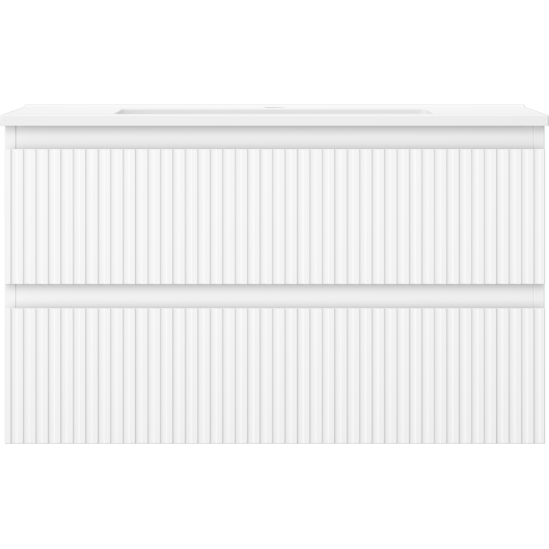 Mexen Rivel armário de casa de banho 80 cm com lavatório Otis, 2 gavetas, canelado, branco mate - 91A20-08047-2-BFF01-W18M01