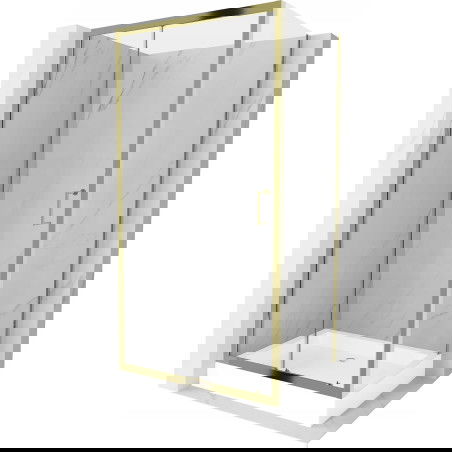 Mexen Apia schuifdouchecabine 120 x 90 cm, transparant, goud + Rio douchebak - 840-120-090-50-00-4510