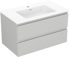 Mexen Rivel bathroom cabinet 80 cm with Otis washbasin, 2 drawers, fluted, grey matte/white matte - 91A20-08047-2-BFF62-W18M01