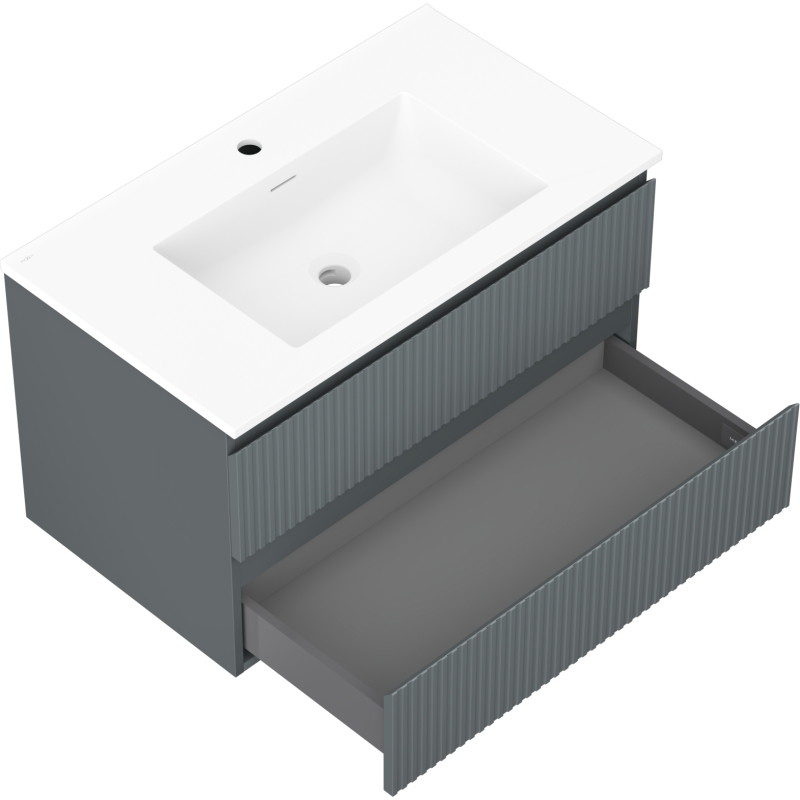 Mexen Rivel vannitoakapp 80 cm valamu Otis, 2 sahtliga, sooneline, grafiit matt/valge matt - 91A20-08047-2-BFF66-W18M0