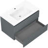 Mexen Rivel armoire de salle de bain 80 cm avec lavabo Otis, 2 tiroirs, rainurée, graphite mat/blanc mat -