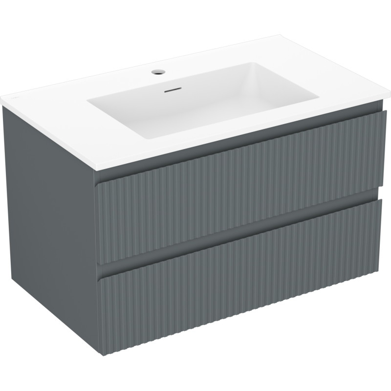 Mexen Rivel vannitoakapp 80 cm valamu Otis, 2 sahtliga, sooneline, grafiit matt/valge matt - 91A20-08047-2-BFF66-W18M0