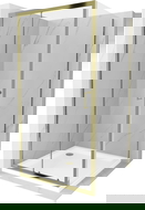 Mexen Apia skjutbar duschkabin 90 x 90 cm, transparent, guld + Flat bricka, vit - 840-090-090-50-00-4010G
