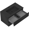 Mexen Rivel bathroom cabinet 80 cm with Otis sink, 2 drawers, grooved, black matte - 91A20-08047-2-BFF71-W18M71