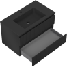 Mexen Rivel Badezimmerschrank 80 cm mit Waschbecken Otis, 2 Schubladen, geriffelt, schwarz matt - 91A20-08047-2-BFF71-W18M71