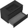 Mexen Rivel meuble de salle de bain 80 cm avec lavabo Otis, 2 tiroirs, rainuré, noir mat - 91A20-08047-2-BFF71-W18M71