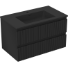 Mexen Rivel Badezimmerschrank 80 cm mit Waschbecken Otis, 2 Schubladen, geriffelt, schwarz matt - 91A20-08047-2-BFF71-W18M71