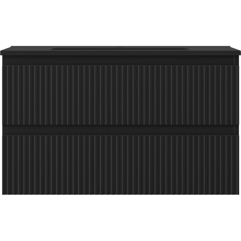 Mexen Rivel vannitoakapid 80 cm koos Otise valamu, 2 sahtlit, soonikkoes, must matt - 91A20-08047-2-BFF71-W18M71