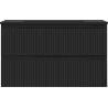 Mexen Rivel Badezimmerschrank 80 cm mit Waschbecken Otis, 2 Schubladen, geriffelt, schwarz matt - 91A20-08047-2-BFF71-W18M71
