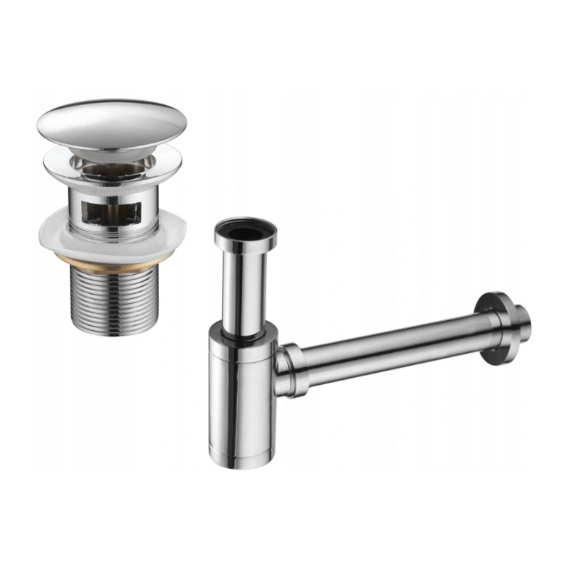 Mexen halvsyfon för rund tvättställ med klick-klack propp, med överfyllnadsskydd, krom - 7992050-00