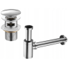 Mexen sifone semisferico per lavandino rotondo con tappo clic-clac, con troppo pieno, cromo - 7992050-00