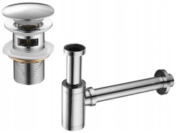 Mexen sifone semisferico per lavandino rotondo con tappo clic-clac, con troppo pieno, cromo - 7992050-00