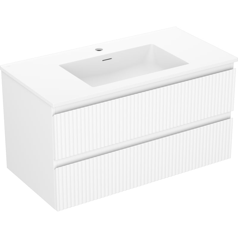 Mexen Rivel vannitoakapp 90 cm, Otis valamu, 2 sahtlit, sooneline, valge matt - 91A20-09047-2-BFF01-W18M01