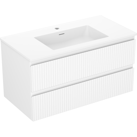 Mexen Rivel vannitoakapp 90 cm, Otis valamu, 2 sahtlit, sooneline, valge matt - 91A20-09047-2-BFF01-W18M01