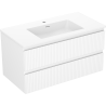 Mexen Rivel Badezimmer-Unterschrank 90 cm mit Waschbecken Otis, 2 Schubladen, geriffelt, weiß matt - 91A20-09047-2-BFF01-W18M01