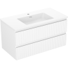 Mexen Rivel badmeubel 90 cm met Otis-wastafel, 2 lades, gegroefd, wit mat - 91A20-09047-2-BFF01-W18M01