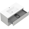 Mexen Rivel 90 cm bathroom cabinet with Otis sink, 2 drawers, grooved, gray matte/white matte - 91A20-09047-2-BFF62-W18M01