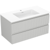 Mexen Rivel badkamerkast 90 cm met wastafel Otis, 2 lades, geribbeld, grijs mat/wit mat - 91A20-09047-2-BFF62-W18M01