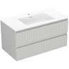 Mexen Rivel bathroom cabinet 90 cm with Otis sink, 2 drawers, fluted, gray matte/white matte - 91A20-09047-2-BFF62-W18M01