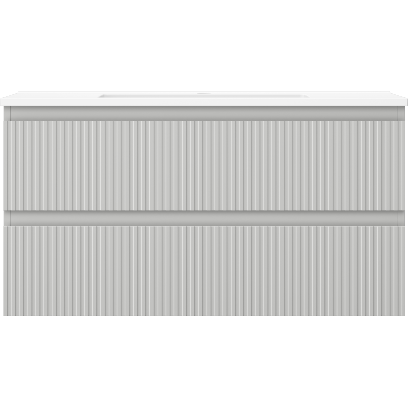 Mexen Rivel armario de baño de 90 cm con lavabo Otis, 2 cajones, acanalado, gris mate/blanco mate - 91A20-09047-2-BFF62-W18M01