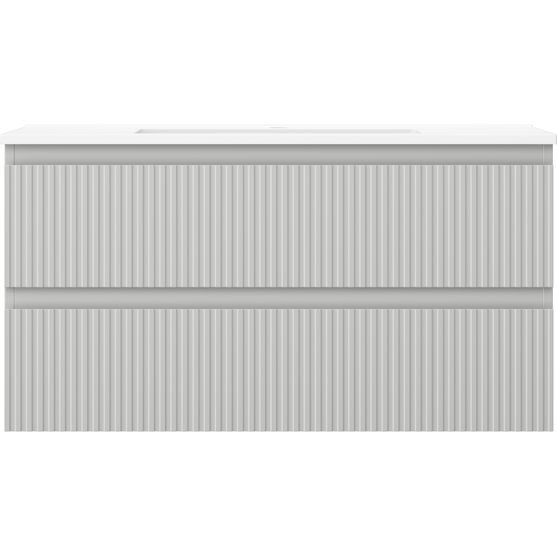 Mexen Rivel badkamerkast 90 cm met wastafel Otis, 2 lades, gegroefd, grijs mat/wit mat - 91A20-09047-2-BFF62-W18M01