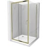 Mexen Apia Schiebedusche 100 x 100 cm, transparent, gold + Flat-Duschtasse, weiß - 840-100-100-50-00-4010G