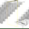 Mexen Apia skjutbar duschkabin 100 x 100 cm, transparent, guld + Flat duschkar, vit - 840-100-100-50-00-4010G