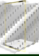 Mexen Apia douchecabine schuifbaar 100 x 100 cm, transparant, goud + Flat douchebak, wit- 840-100-100-50-00-4010G