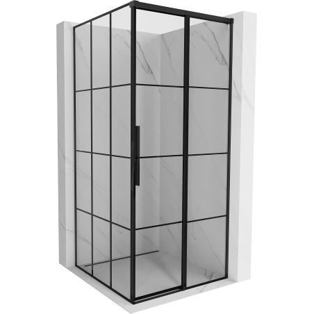 Mexen Rox Duschkabine rechts gleitend 120 x 120 cm, schwarzes Gitter, schwarz - 8C2-120-120-70-77-P