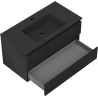 Mexen Rivel Badezimmerschrank 90 cm mit Waschbecken Otis, 2 Schubladen, geriffelt, schwarz matt - 91A20-09047-2-BFF71-W18M71