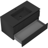Mexen Rivel Badezimmerschrank 90 cm mit Waschbecken Otis, 2 Schubladen, gerillt, schwarz matt - 91A20-09047-2-BFF71-W18M71