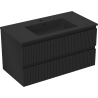 Mexen Rivel Badezimmerschrank 90 cm mit Waschbecken Otis, 2 Schubladen, geriffelt, schwarz matt - 91A20-09047-2-BFF71-W18M71