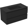Mexen Rivel badkamerkast 90 cm met wastafel Otis, 2 laden, geribbeld, zwart mat - 91A20-09047-2-BFF71-W18M71