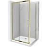 Mexen Apia kabina prysznicowa rozsuwana 110 x 90 cm, transparent, złota + brodzik Flat, biały- 840-110-090-50-00-4010G