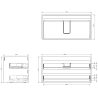 Mexen Rivel Badezimmerschrank 90 cm mit Waschbecken Otis, 2 Schubladen, geriffelt, schwarz matt - 91A20-09047-2-BFF71-W18M71