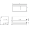 Mexen Rivel badkamerkast 90 cm met Otis wastafel, 2 laden, gegroefd, zwart mat - 91A20-09047-2-BFF71-W18M71
