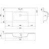 Mexen Rivel Badezimmerschrank 90 cm mit Waschbecken Otis, 2 Schubladen, geriffelt, schwarz matt - 91A20-09047-2-BFF71-W18M71