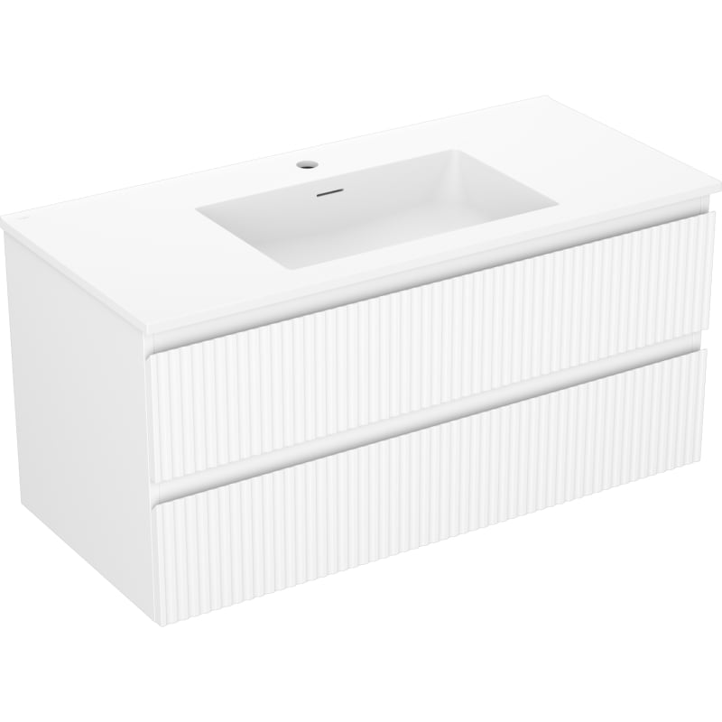 Mexen Rivel vannitoakapp 100 cm valamu Otisega, 2 sahtlit, sooniline, valge matt - 91A20-10047-2-BFF01-W18M01