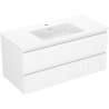 Mexen Rivel 100 cm Badezimmerschrank mit Otis-Waschbecken, 2 Schubladen, geriffelt, weiß matt - 91A20-10047-2-BFF01-W18M01