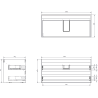 Mexen Rivel 100 cm Badezimmerschrank mit Otis-Waschbecken, 2 Schubladen, geriffelt, weiß matt - 91A20-10047-2-BFF01-W18M01