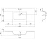 Mexen Rivel 100 cm Badezimmerschrank mit Otis-Waschbecken, 2 Schubladen, geriffelt, weiß matt - 91A20-10047-2-BFF01-W18M01